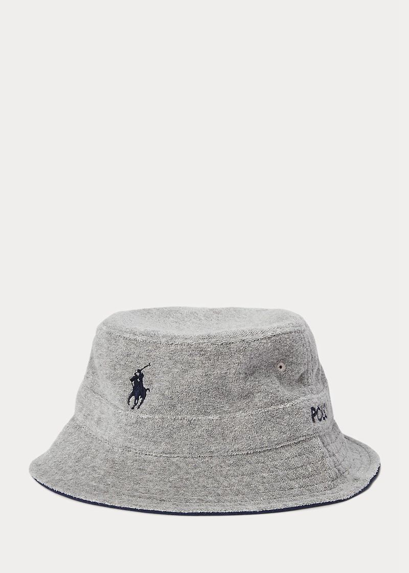 Czapka Polo Ralph Lauren Męska Szare Cotton-Blend Terry Bucket 360789-TWA
